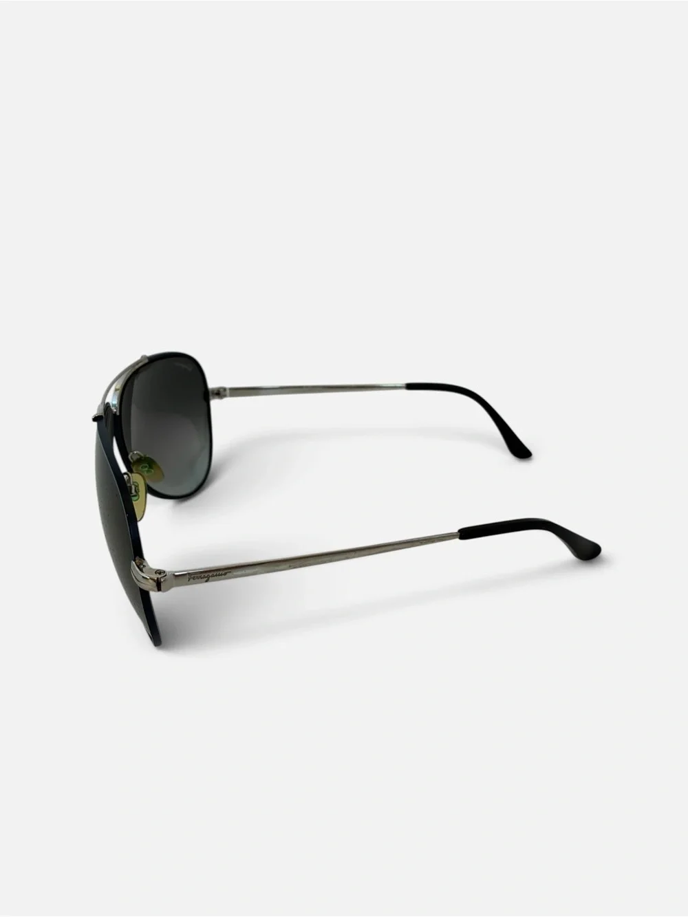 Salvatore Ferragamo Aviator Sunglasses in Black and Silver-Tone - Picture 3 of 6